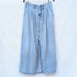 Anthropologie Pilcro Blue Denim Slouchy Trouser Midi Maxi Skirt, size 6